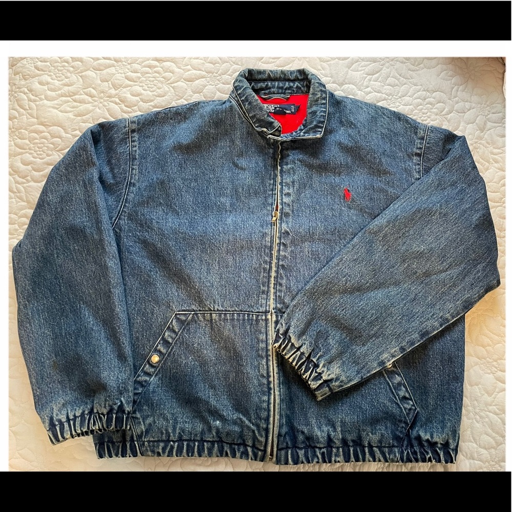 Large vintage Polo Ralph Lauren denim jacket flannel lined